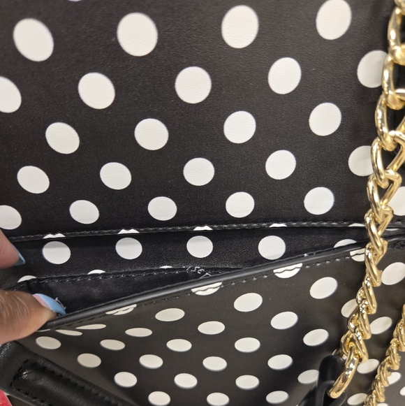 Betsey Johnson Black Shoulder Bag with Gold Details - Picture 4 of 6